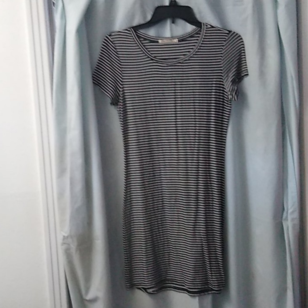 Black and White striped cotton dress